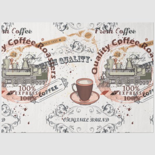 ヴィンテージスタイルコーヒーパターン 薄葉紙 (正面)