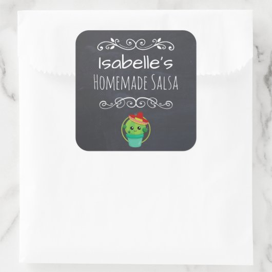 ヴィンテージスタイルサルサとサボテンでソンブレロ スクエアシール (バッグ)