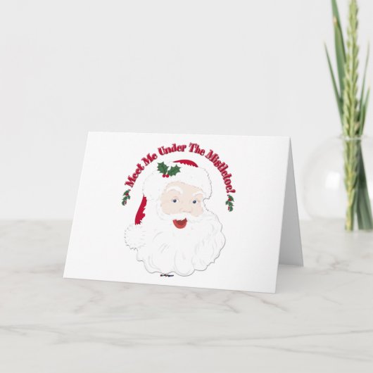 ヴィンテージスタイルサンタがミスタントウの下で私に会う! シーズンカード (正面)