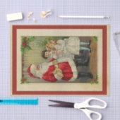 ヴィンテージスタイルサンタクロース与えのプレゼントから子へ 薄葉紙 (クラフト)