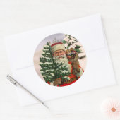 ヴィンテージスタイルサンタクロース冬の背景 ラウンドシール (封筒)