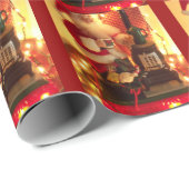 ヴィンテージスタイルサンタクロース子供へクリスマス ラッピングペーパー (ロールコーナー)