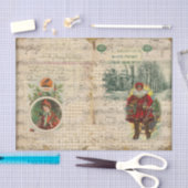 ヴィンテージスタイルサンタクロース、スレッド、楽譜 薄葉紙 (クラフト)