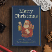 ヴィンテージスタイルサンタメリークリスマス金ゴールド 箔シーズンカード