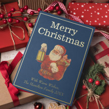 ヴィンテージスタイルサンタメリークリスマス金ゴールド