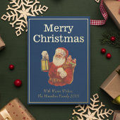 ヴィンテージスタイルサンタメリークリスマス金ゴールド 箔シーズンカード