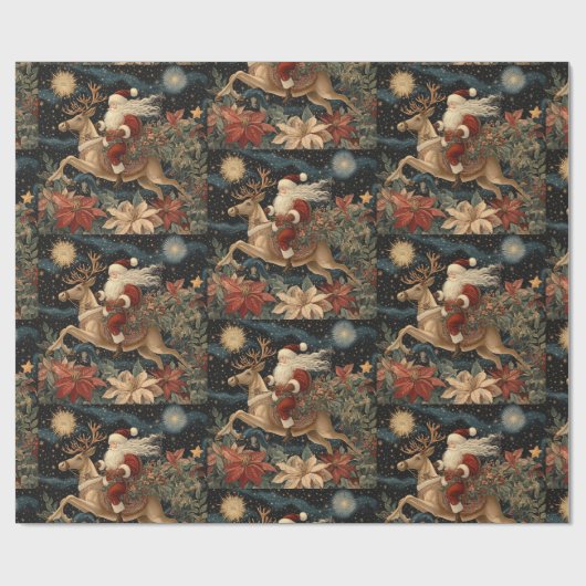 ヴィンテージスタイルサンタライディングトインデアデザイン ラッピングペーパー (フラット)