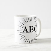 ヴィンテージスタイルサンバーストカスタムモノグラム コーヒーマグカップ (正面右)