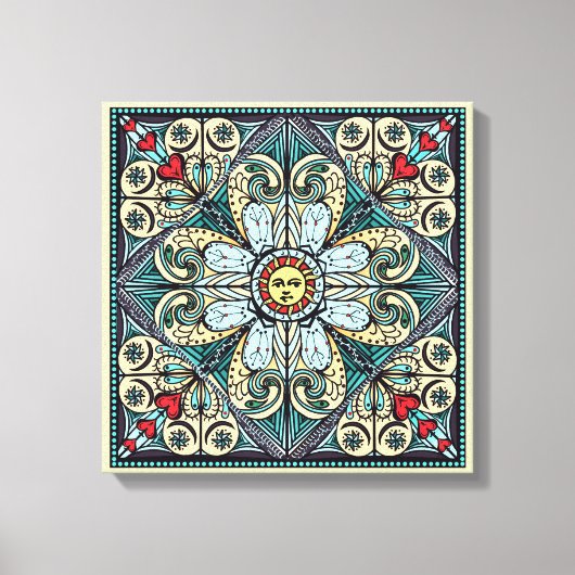 ヴィンテージスタイルサンマンダラキャンバス印刷 キャンバスプリント (正面)