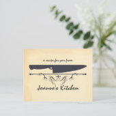 ヴィンテージスタイルシェフのナイフ料理食品レシピ ポストカード (スタンド正面)