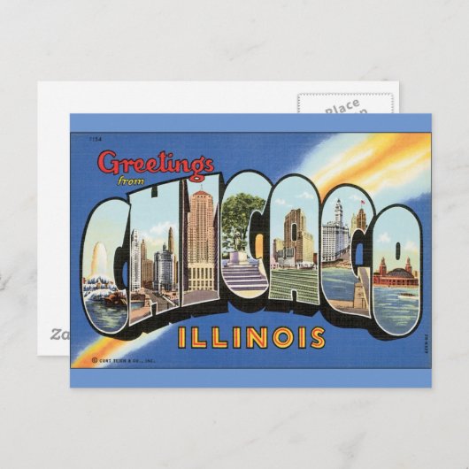 ヴィンテージスタイルシカゴイリノイポストカード ポストカード (正面/裏面)