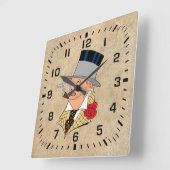 ヴィンテージスタイルシガースモーカーのラウンドウォールクロック スクエア壁時計 (傾斜)