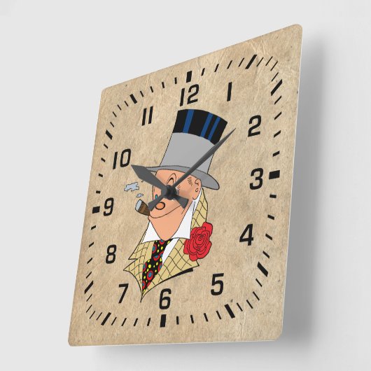 ヴィンテージスタイルシガースモーカーのラウンドウォールクロック スクエア壁時計 (傾斜)