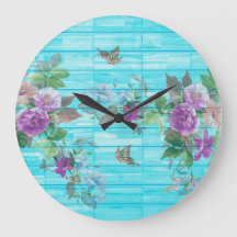 ヴィンテージスタイルシャビーシック花模様オンブルー