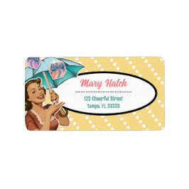 ヴィンテージスタイルシャワー傘住所 シール黄 ラベル