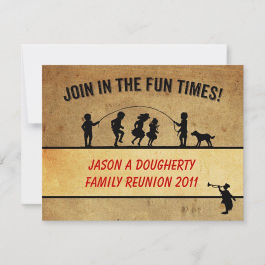 ヴィンテージスタイルジャンプロープシルエットファミリ懇親会 招待状 (正面)