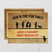 ヴィンテージスタイルジャンプロープシルエットファミリ懇親会 招待状 (正面/裏面)