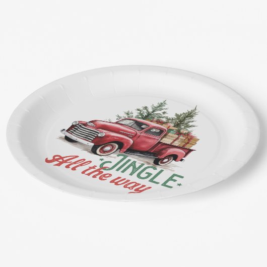 ヴィンテージスタイルジンルザオールウェイクリスマス ペーパープレート (アングル)