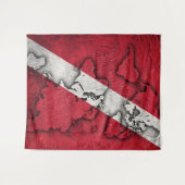 ヴィンテージスタイルスキューバ国旗。ダイバーダウンフラグ タペストリー (正面(横))