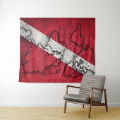 ヴィンテージスタイルスキューバ国旗。ダイバーダウンフラグ タペストリー (インサイチュ(横))