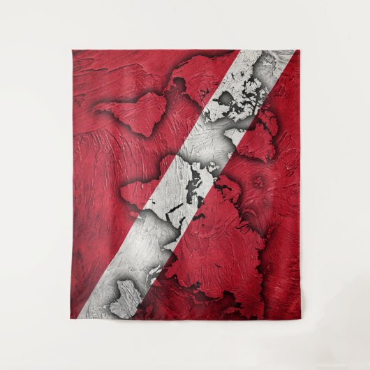 ヴィンテージスタイルスキューバ国旗。ダイバーダウンフラグ タペストリー (正面)