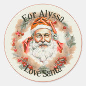 ヴィンテージスタイルスケッチソフトパステルギフトfrom Santa ラウンドシール (正面)