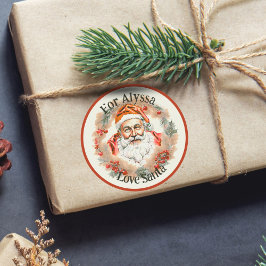 ヴィンテージスタイルスケッチソフトパステルギフトfrom Santa ラウンドシール