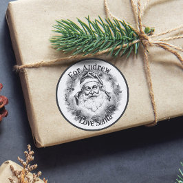 ヴィンテージスタイルスケッチ白黒from Santa ラウンドシール