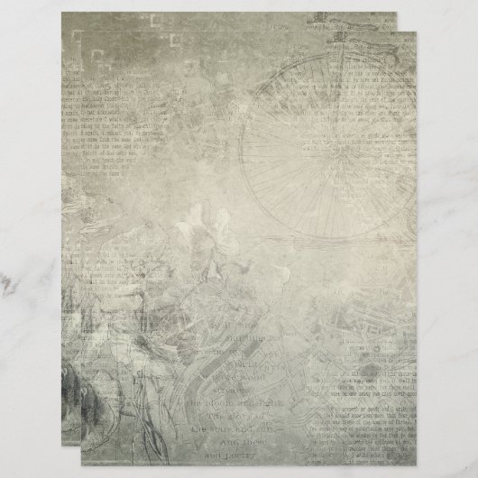 ヴィンテージスタイルスタンプされたブックページ (正面/裏面)