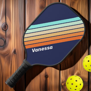 ヴィンテージスタイルストライプのレトロ ピックルボールラケット