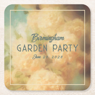 ヴィンテージスタイルスノーボールフラワーズガーデンパーティースクアール スクエアペーパーコースター
