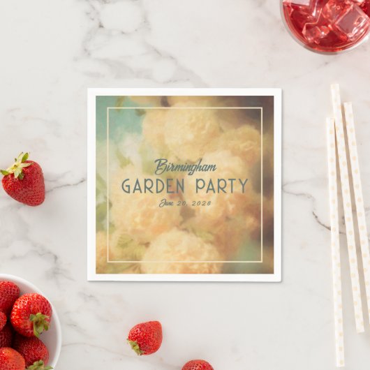 ヴィンテージスタイルスノーボールフラワーズガーデンパーティーナップキン スタンダードカクテルナプキン (インサイチュ)