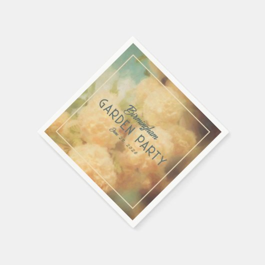 ヴィンテージスタイルスノーボールフラワーズガーデンパーティーナップキン スタンダードカクテルナプキン (角)