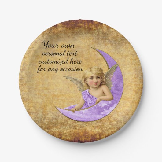 ヴィンテージスタイルスピリチュアルラベンダーエンジェル紙プレート ペーパープレート (正面)