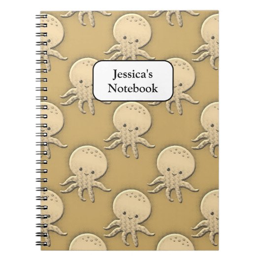 ヴィンテージスタイルセピアベビータコ柄 ノートブック (正面)