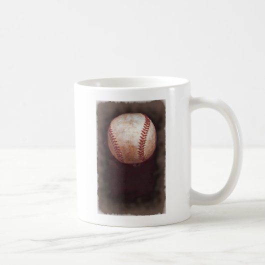 ヴィンテージスタイルセピア野球アートワーク コーヒーマグカップ (右)