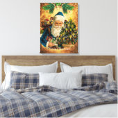 ヴィンテージスタイルセントニコラス(サンタクロース)クリスマス キャンバスプリント (インサイチュ (寝室))