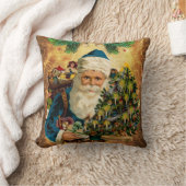 ヴィンテージスタイルセントニコラス(サンタクロース)クリスマス クッション (ブランケット)