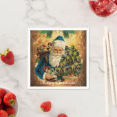 ヴィンテージスタイルセントニコラス(サンタクロース)クリスマス スタンダードカクテルナプキン (インサイチュ)