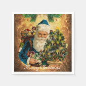 ヴィンテージスタイルセントニコラス（サンタクロース）クリスマス スタンダードカクテルナプキン (正面)