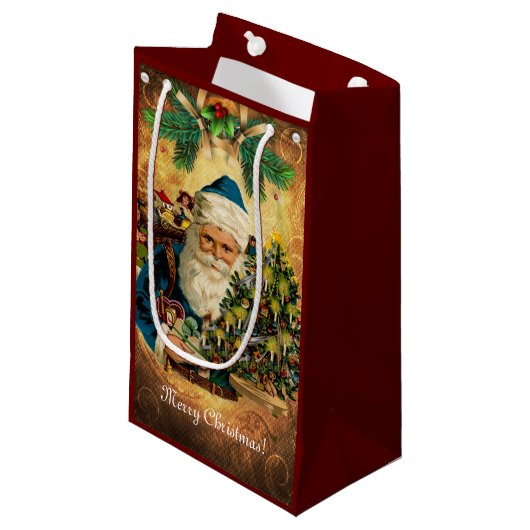 ヴィンテージスタイルセントニコラス(サンタクロース)クリスマス スモールペーパーバッグ (正面アングル)