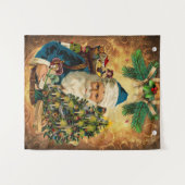 ヴィンテージスタイルセントニコラス(サンタクロース)クリスマス タペストリー (正面(横))