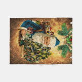 ヴィンテージスタイルセントニコラス（サンタクロース）クリスマス フリースブランケット (正面(横))