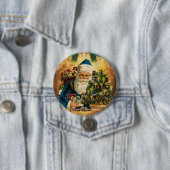 ヴィンテージスタイルセントニコラス(サンタクロース)クリスマス 缶バッジ (インサイチュ)