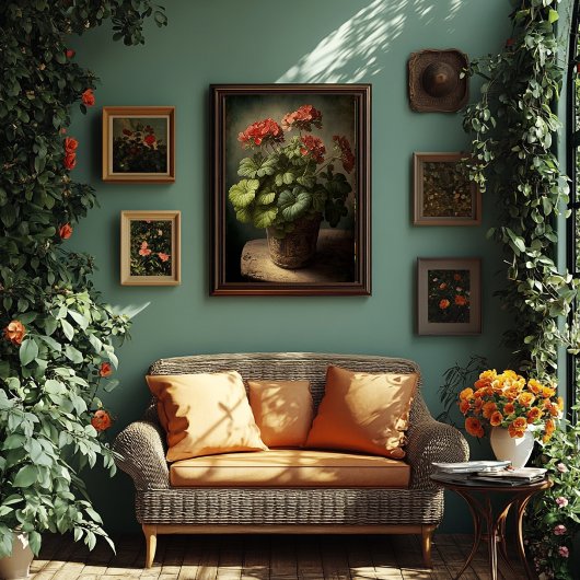 ヴィンテージスタイルゼラニウムアート – ダウンロード可能 ポスター