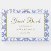 ヴィンテージスタイルソフトブルーとホワイト結婚ズ ゲストブック (正面)