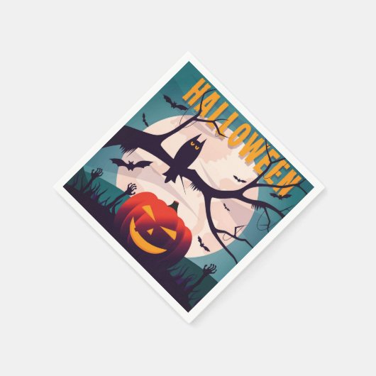 ヴィンテージスタイルゾンビ墓地ハローウィンパーティ スタンダードカクテルナプキン (角)