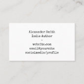 ヴィンテージスタイルタイプライターインディ作家 名刺 (裏面)