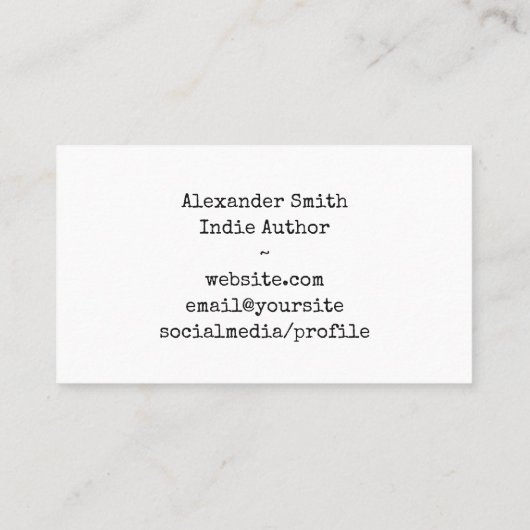 ヴィンテージスタイルタイプライターインディ作家 名刺 (裏面)