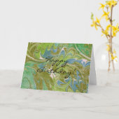 ヴィンテージスタイルタペストリールック汎用誕生日カード カード (黄色い花)